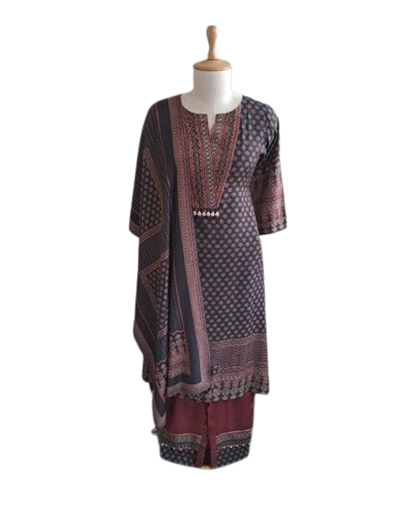 Pure Mul silk gorgeous ajrakh printed full suit