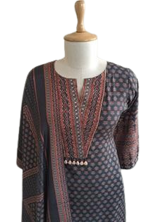 Pure Mul silk gorgeous ajrakh printed full suit