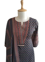 Pure Mul silk gorgeous ajrakh printed full suit