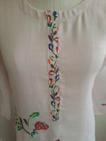 Linen Chanderi fully embroidered suit set