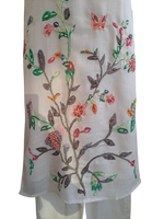 Linen Chanderi fully embroidered suit set