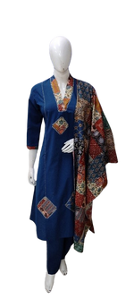 Appliqué work cotton suit set