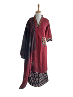 Pure cotton full suit set with embroidered designer pocket