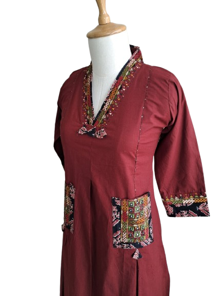 Pure cotton full suit set with embroidered designer pocket