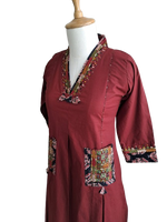 Pure cotton full suit set with embroidered designer pocket