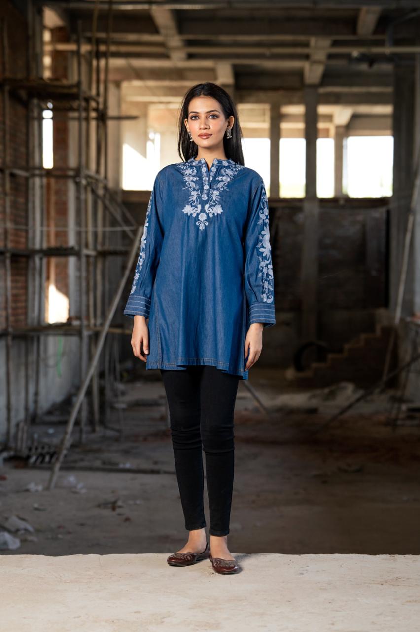 Beautiful embroidered denim dress