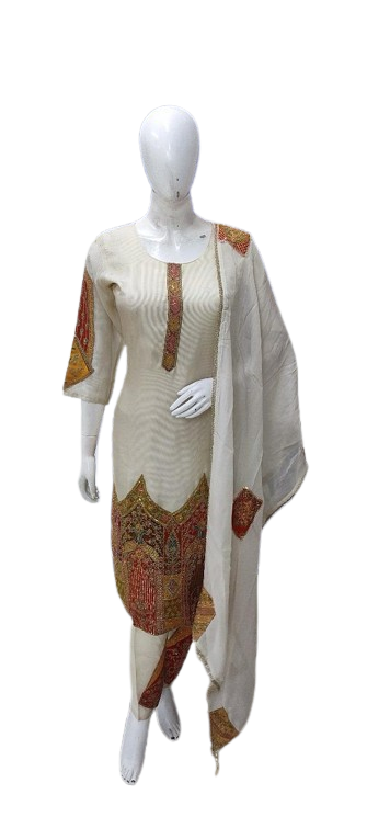 Shimmer tissue hand embroidered suit set