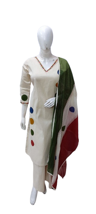 Smart cotton polka dot brush painted suit set