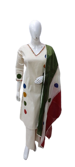 Smart cotton polka dot brush painted suit set