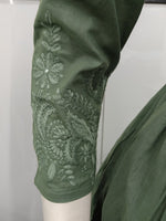 Pure cotton full embroidered suit set in green