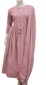 Pure cotton full embroidered suit set in pink