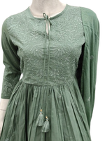 Pure cotton full embroidered suit set in green