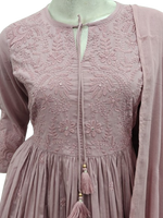 Pure cotton full embroidered suit set in pink