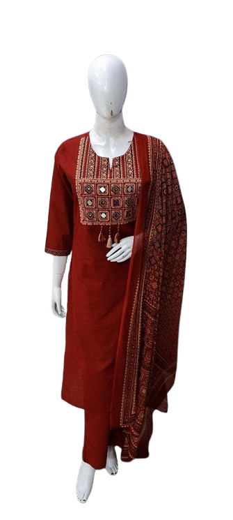 Beautiful cotton ajrakh suit set