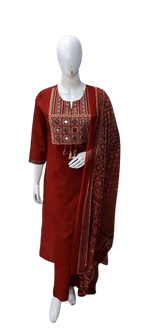 Beautiful cotton ajrakh suit set