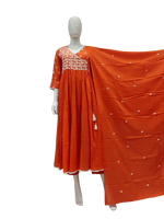 Hand embroidered Pure cotton full suit set - half lining