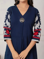 Gorgeous cotton embroidered kurta pant in blue