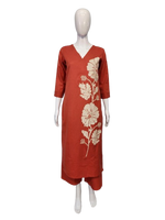 Pretty rust embroidered kurta pant