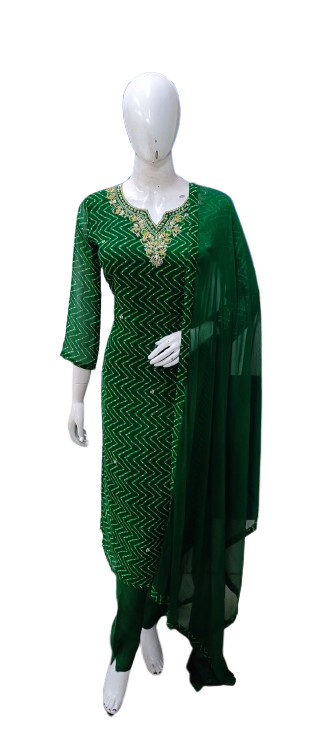 Pretty georgette hand work on yoke suit set (slim fit- margin available) ( advisable to go a size up)