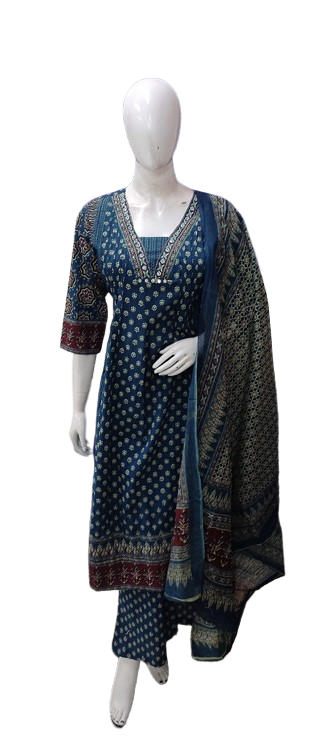 Smart cotton digital printed dupatta suit set