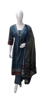 Smart cotton digital printed dupatta suit set