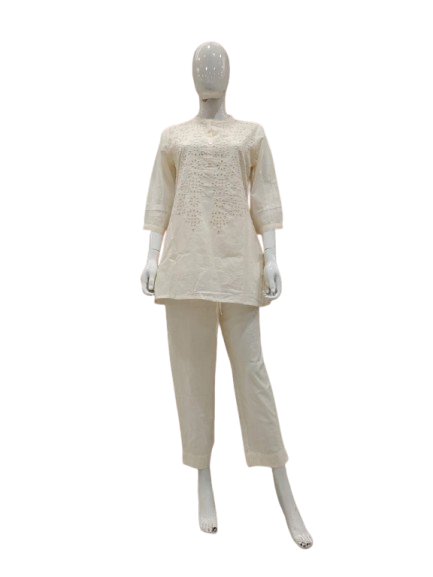 Shifli white cotton lining co ord