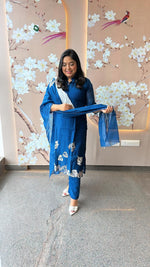 Smart n designer pure appliqué work Mul Chanderi suit set