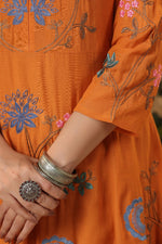 Pretty pretty embroidered Mul Chanderi Anarkali suit set