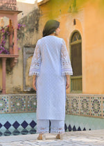 Designer cotton net suit set in blue