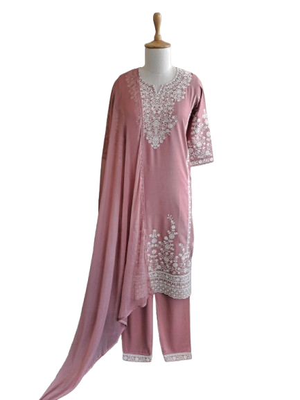 Pure cotton fully embroidered suit set