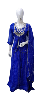 Blue Lehariya skirt top and dupatta
