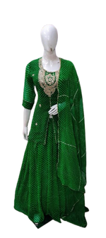 Green Lehariya skirt top and dupatta