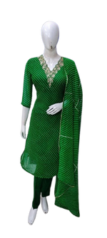 Pretty georgette V neck lining suit set (slight slim fit)