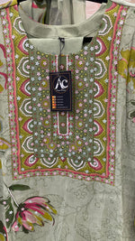 Heavy chinon tissue digital printed floral suit set in green