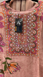 Heavy chinon tissue digital printed floral suit set in pink