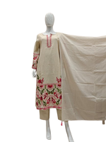 Beautiful appliqué work cotton suit set in red