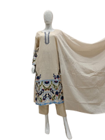 Beautiful appliqué work cotton suit set in blue