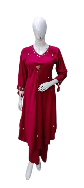 Smart gaji silk real mirror pink kurta pant