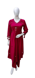 Smart gaji silk real mirror pink kurta pant