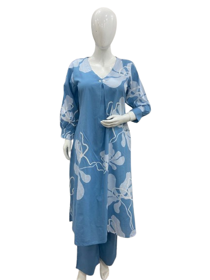 Smart cotton Co ord in blue