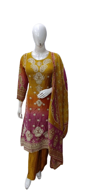 Smart crushed shimmer ombré effect full suit set