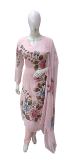 Premium pure chinon brush painted suit set