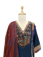 Pretty ajrakh cotton full suit set in blue