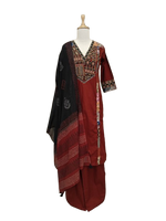 Pretty ajrakh cotton full suit set in red
