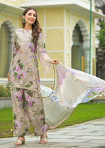 Linen cotton Pakistani style lace detailing farsi suit set