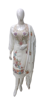 Pure crepe appliqué work suit set