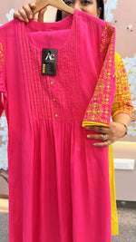 Designer sleeves Rani pink super soft cotton kurta pant