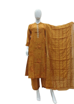 Appliqué work Mul Chanderi suit set