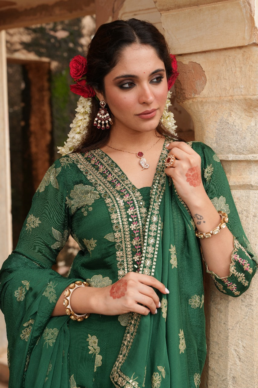 Party wear premium chinon designer suit set