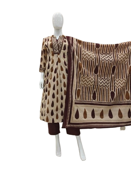 Beautiful V neck premium cotton suit set